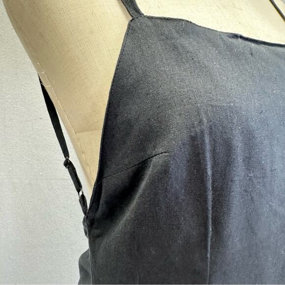 ASOS DESIGN Linen Square Neck Mini Slip Sundress In Black US size 8 Open Back - Picture 10 of 15